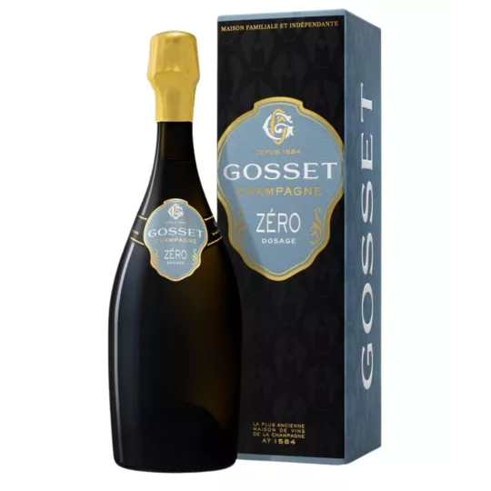Flasche Champagner Gosset Zéro Dosage - Cuvée ohne Zuckerzusatz, 62 % Chardonnay und 38 % Pinot Noir
